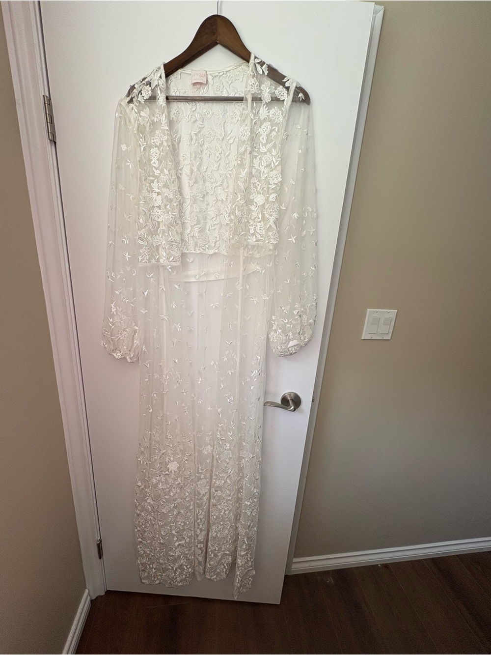 White Embroidered Bridal Robe